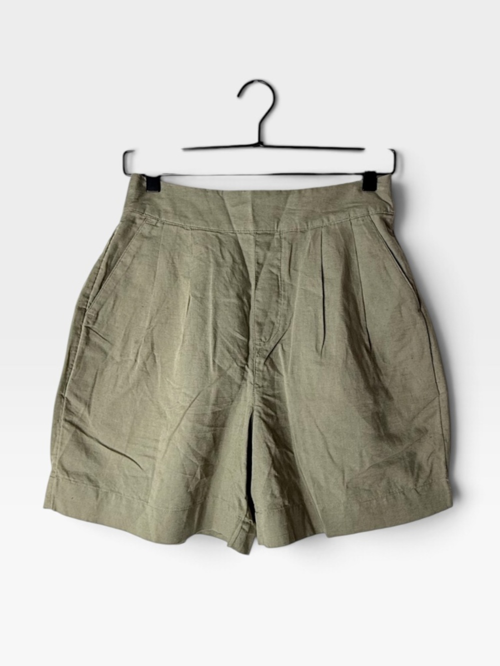 Pact Canopy Linen Blend High-Waisted Short Women's Size Small Olive Green (V)